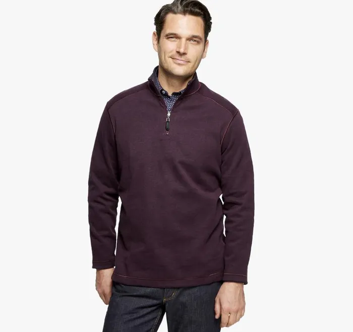 Men Johnston and Murphy Sweaters and Knits Reversible Solid QuarterZip Burgundycharcoal Men Johnston and Murphy Sweaters and Knits Reversible Solid QuarterZip Burgundycharcoal