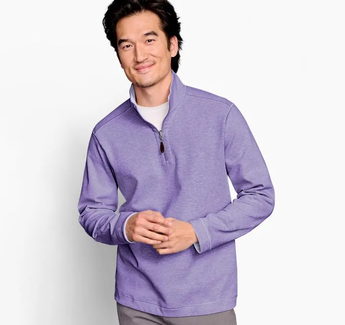 Men Johnston and Murphy Sweaters and Knits Reversible Solid QuarterZip Purplelight Blue Men Johnston and Murphy Sweaters and Knits Reversible Solid QuarterZip Purplelight Blue
