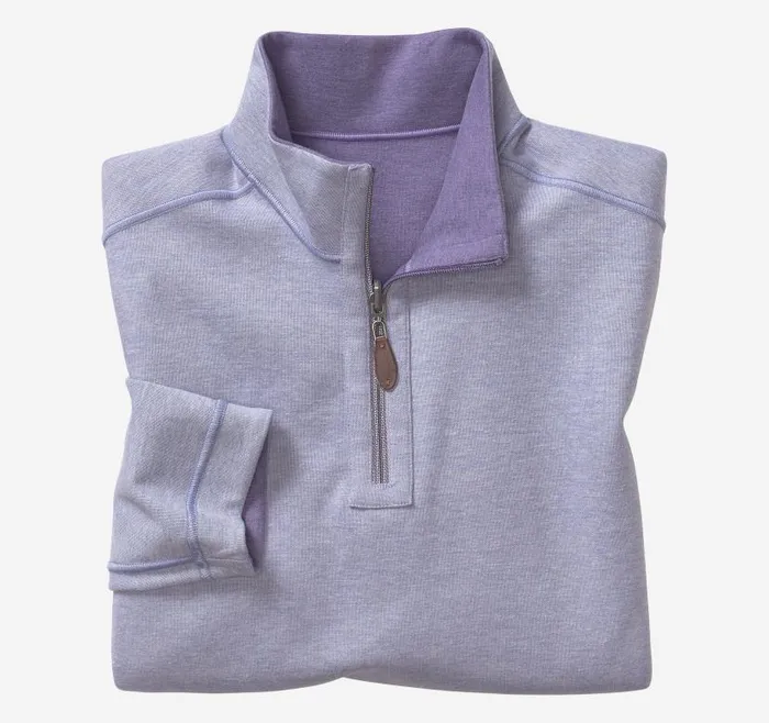 Men Johnston and Murphy Sweaters and Knits Reversible Solid QuarterZip Purplelight Blue Men Johnston and Murphy Sweaters and Knits Reversible Solid QuarterZip Purplelight Blue