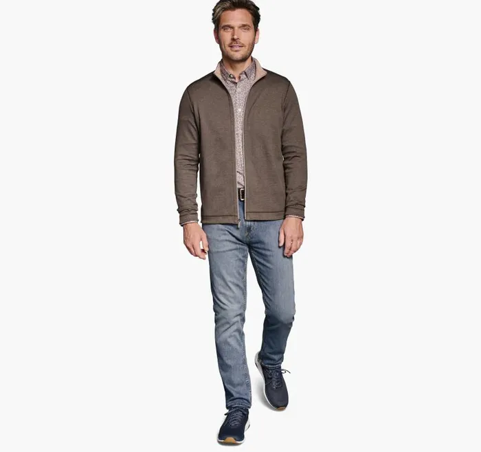 Men Johnston and Murphy Sweaters and Knits XC4 Reversible Full Zip Brownrust