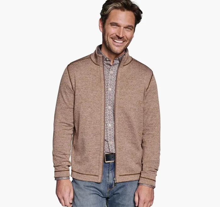 Men Johnston and Murphy Sweaters and Knits XC4 Reversible Full Zip Brownrust