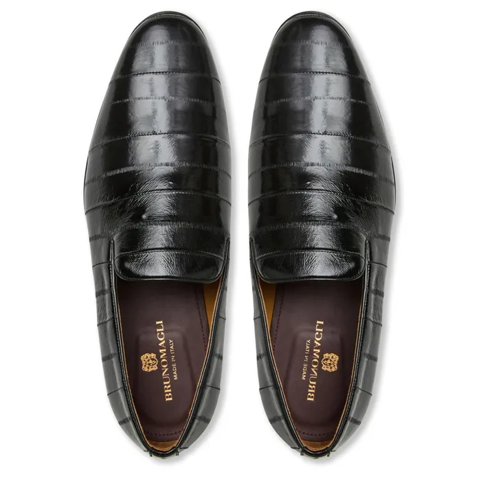Men Loafers and Slipons Bruno Magli Bellino Leather Loafer Black Eel