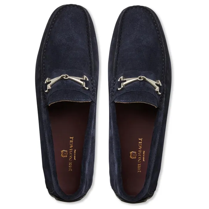 Men Loafers and Slipons Bruno Magli Darius Driving Suede MoccasinNavy
