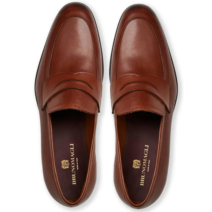 Men Loafers and Slipons Bruno Magli Maioco Slip On Loafer Cognac Leather