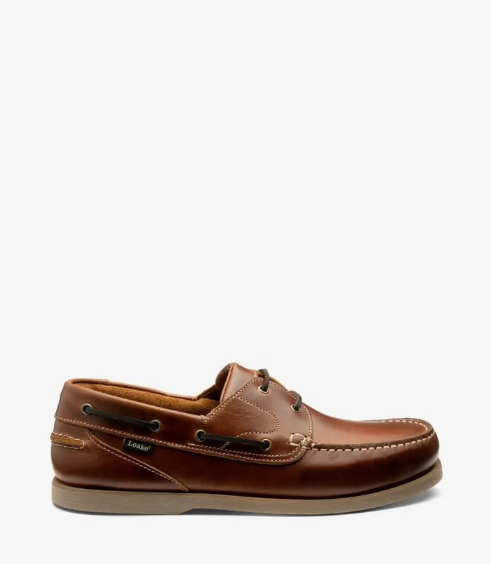 Men Loake Boat Shoes Lymington Brown Waxy