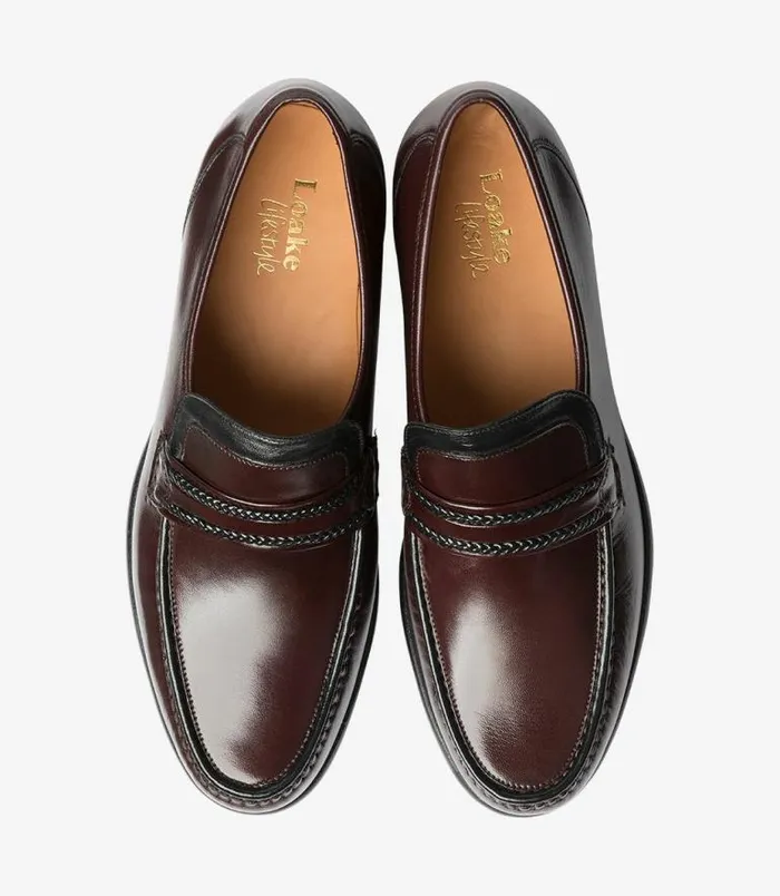 Men Loake Loafers Rome Burgundy