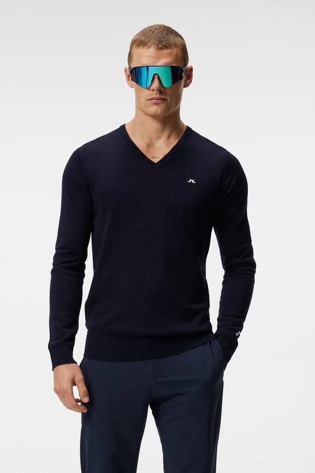 Men Lymann Knitted Sweater JL Navy JLindeberg Knitwear