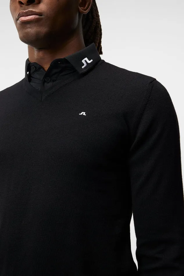 Men Lymann Merino Vneck Sweater Black JLindeberg Knitwear Men Lymann Merino Vneck Sweater Black JLindeberg Knitwear