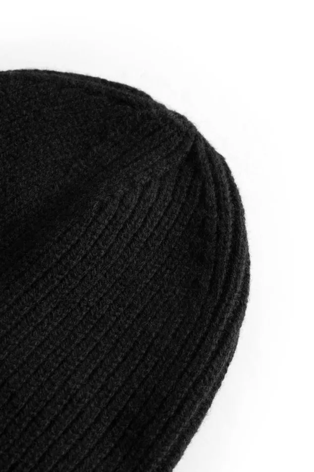 Men Merino Lambswool Rib N Logo Beanie Black Norse Projects Beanies
