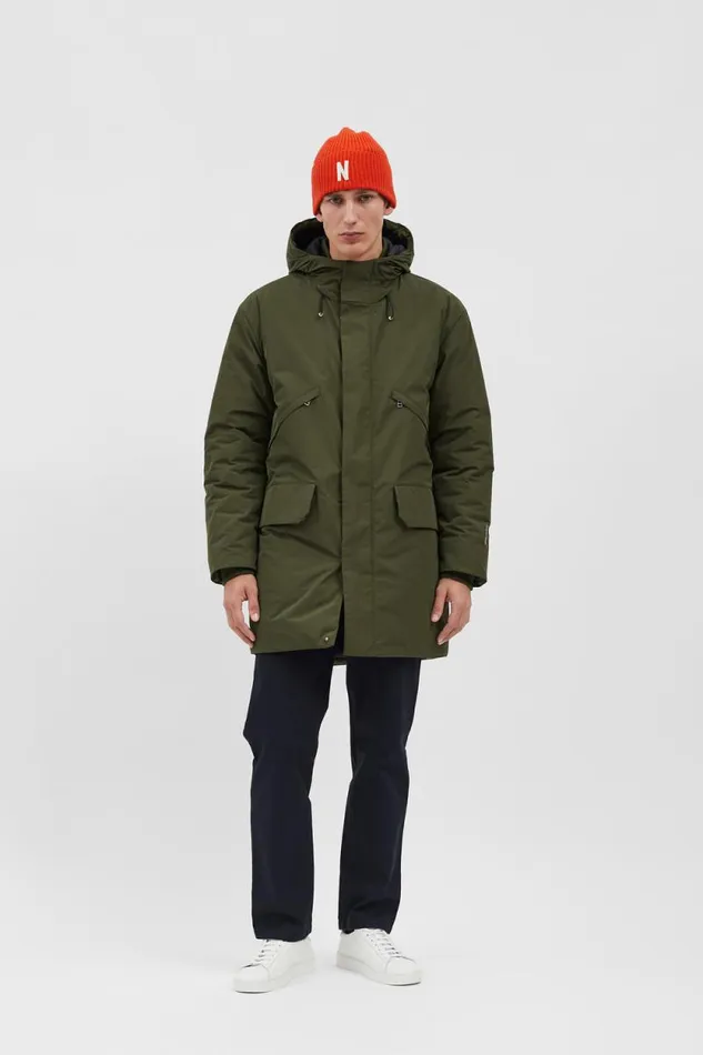 Men Merino Lambswool Rib N Logo Beanie Blood Orange Norse Projects Beanies