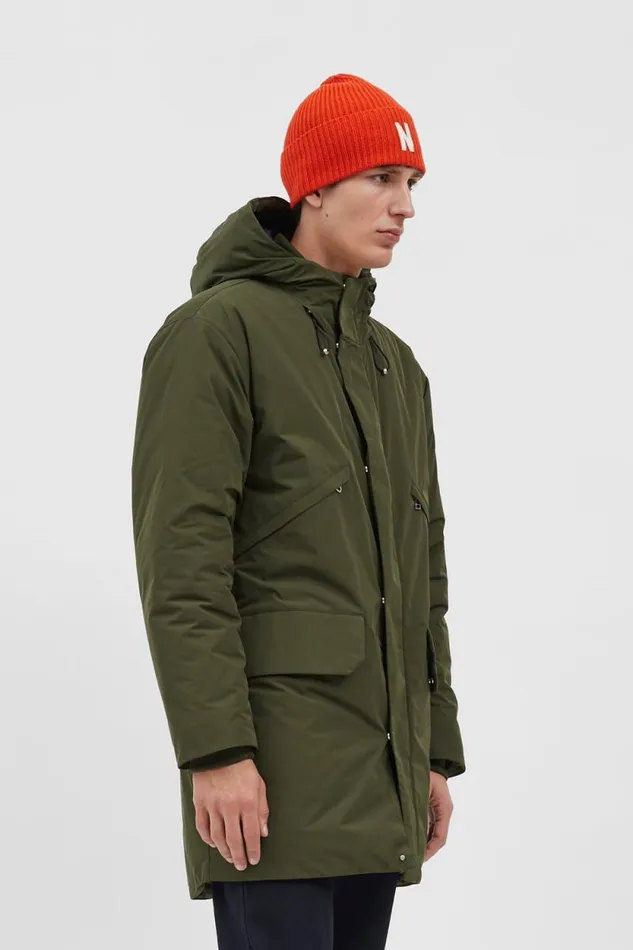 Men Merino Lambswool Rib N Logo Beanie Blood Orange Norse Projects Beanies