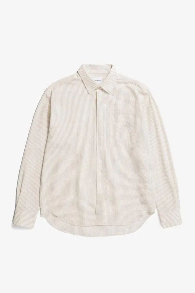 Men Mo Oversized Striped Shirt Ecru Norse Projects Shirting