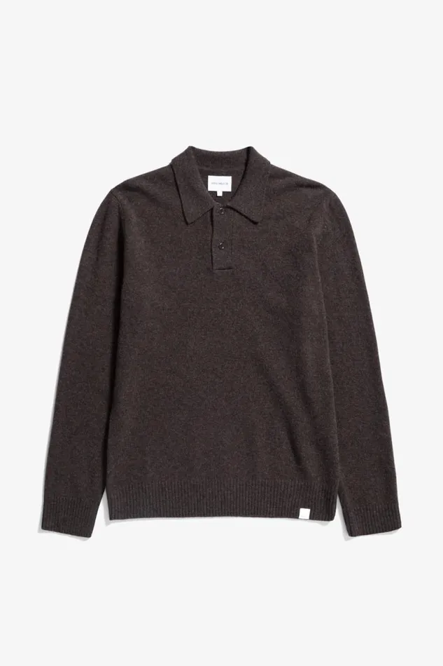 Men Norse Standard Merino Lambswool Polo Heathland Brown Norse Projects Knitwear Men Norse Standard Merino Lambswool Polo Heathland Brown Norse Projects Knitwear