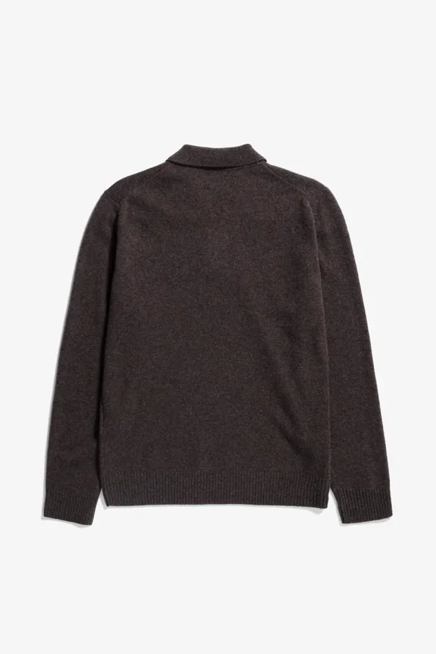 Men Norse Standard Merino Lambswool Polo Heathland Brown Norse Projects Knitwear