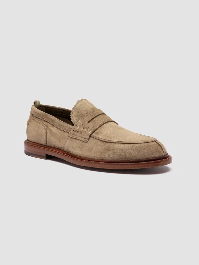 Men Officine Creative Footwear SAX 001 Taupe Suede Penny Loafers