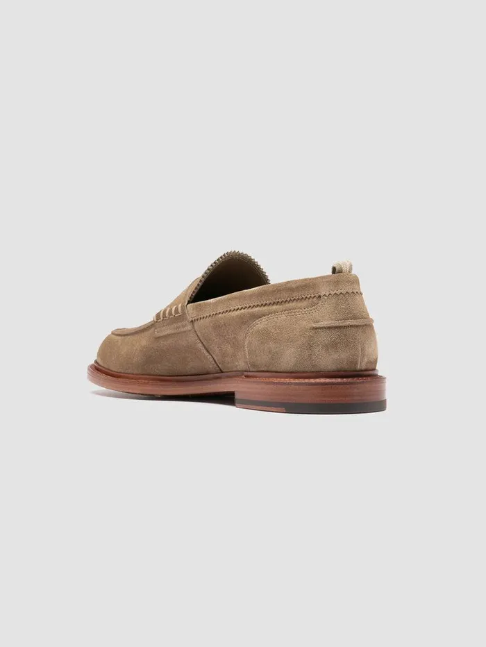Men Officine Creative Footwear SAX 001 Taupe Suede Penny Loafers