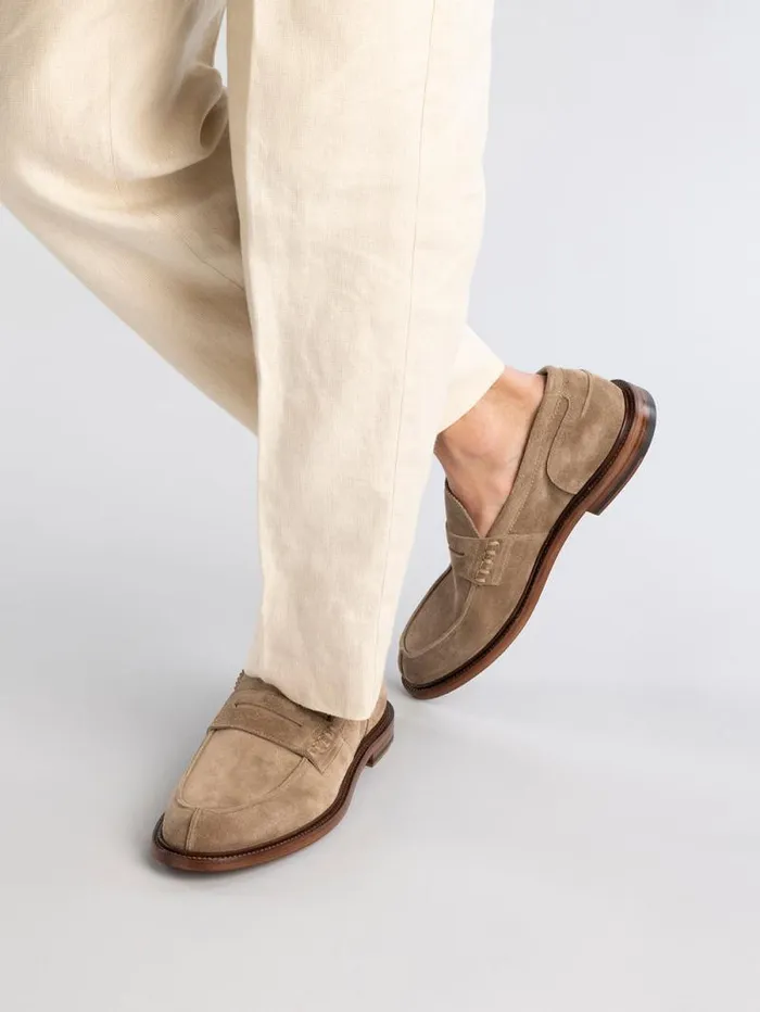 Men Officine Creative Footwear SAX 001 Taupe Suede Penny Loafers