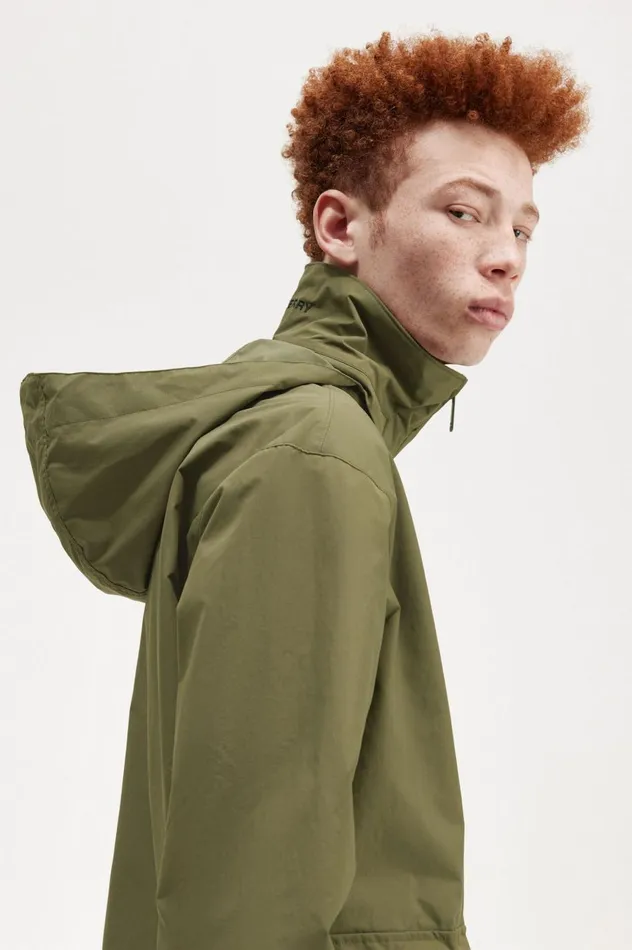 Men Patch Pocket Zip Through Jacket Uniform Green Fred Perry Coats and Jackets