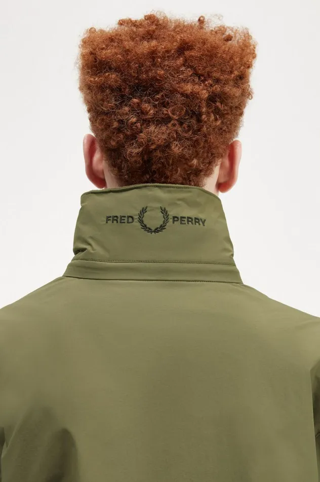 Men Patch Pocket Zip Through Jacket Uniform Green Fred Perry Coats and Jackets