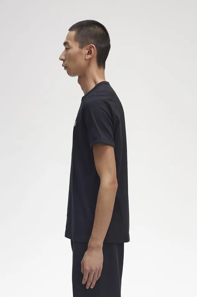 Men Ringer TShirt Black Fred Perry TShirts