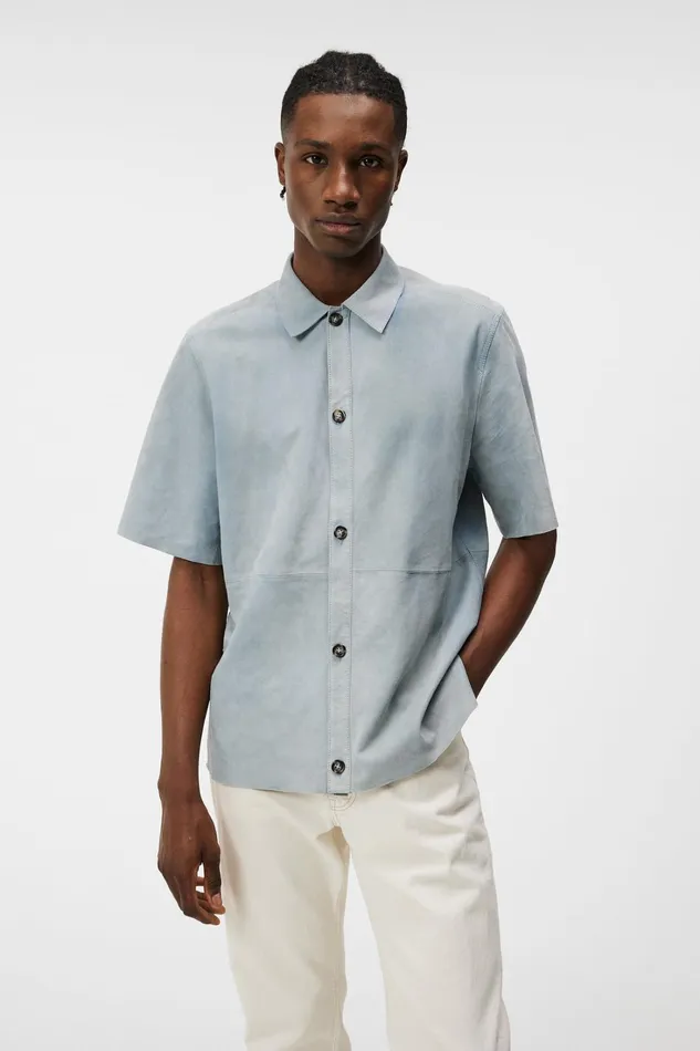 Men Shorty SS Suede Shirt Dream Blue JLindeberg Shirts