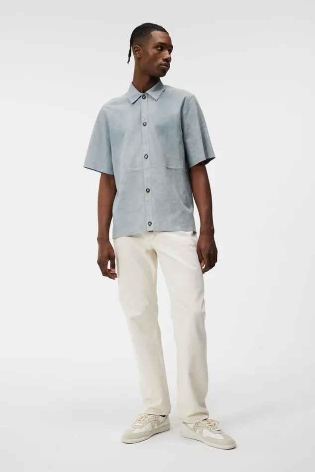 Men Shorty SS Suede Shirt Dream Blue JLindeberg Shirts