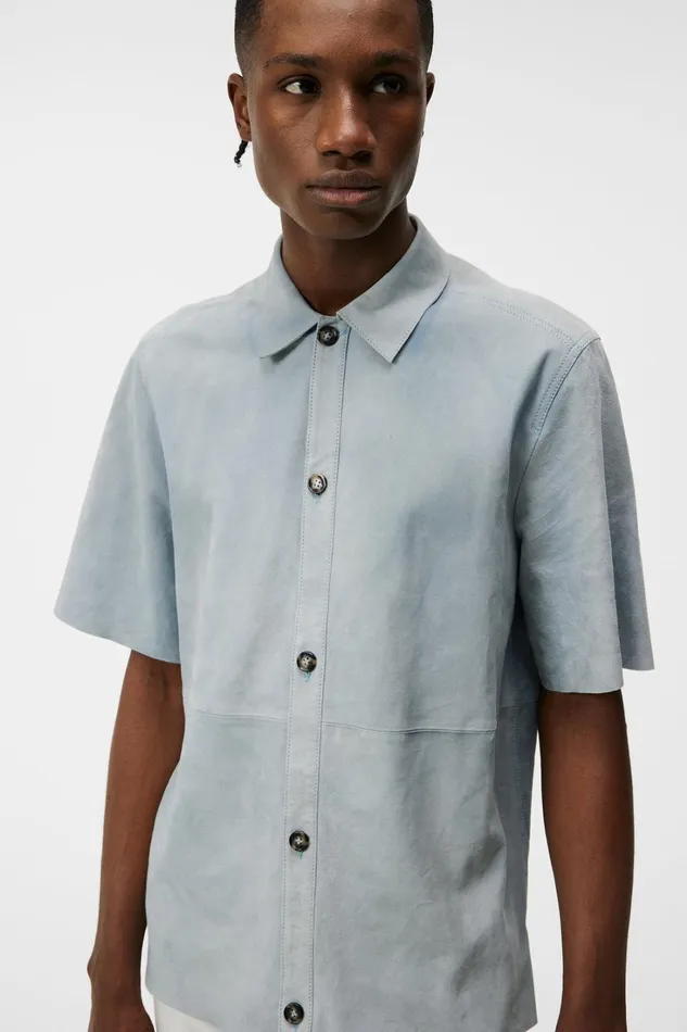 Men Shorty SS Suede Shirt Dream Blue JLindeberg Shirts