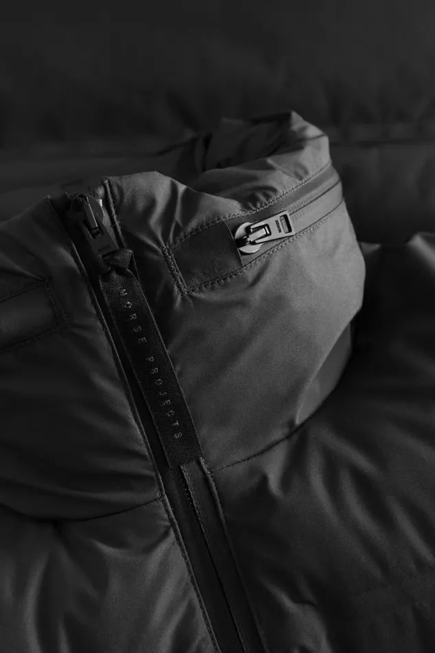 Men Stand Collar Short Down Jacket Pertex Shield Black Norse Projects Outerwear