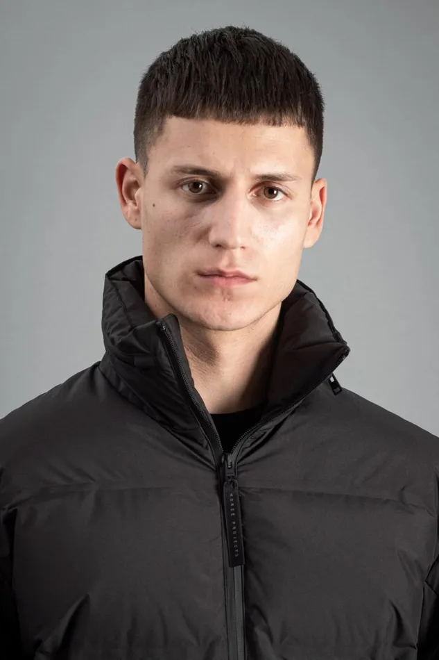 Men Stand Collar Short Down Jacket Pertex Shield Black Norse Projects Outerwear