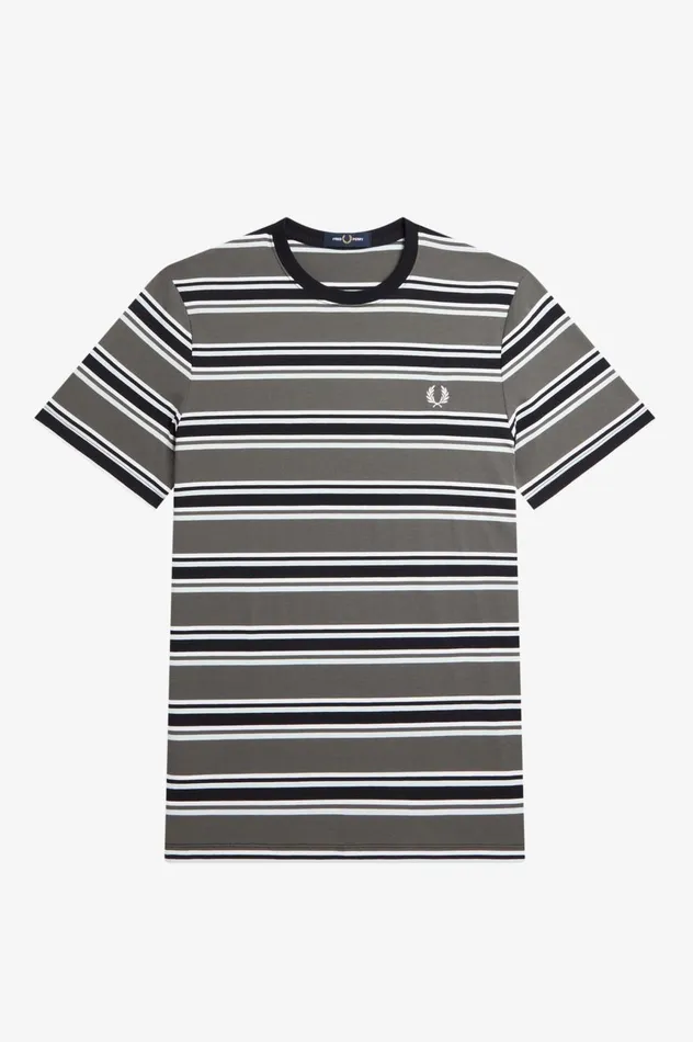Men Stripe TShirt Field Green Fred Perry TShirts