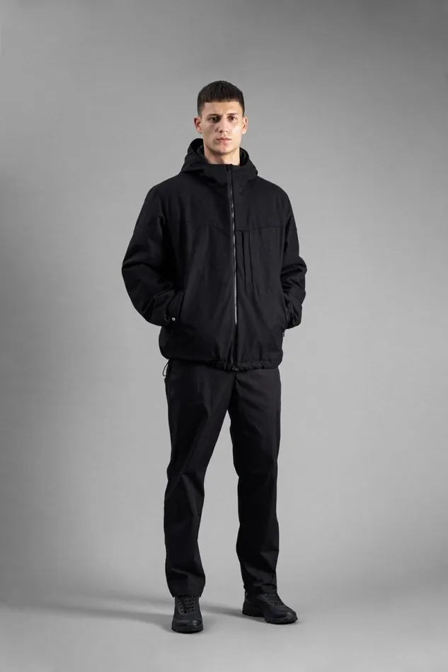 Men Technical Jacket Loro Piana Clima System Wool Black Norse Projects Outerwear