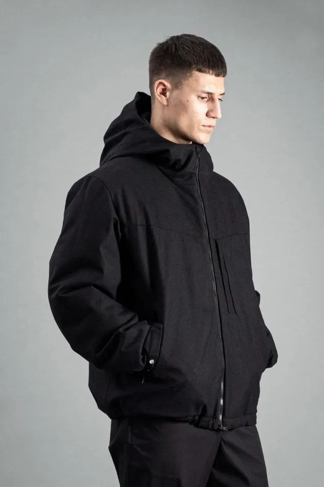 Men Technical Jacket Loro Piana Clima System Wool Black Norse Projects Outerwear