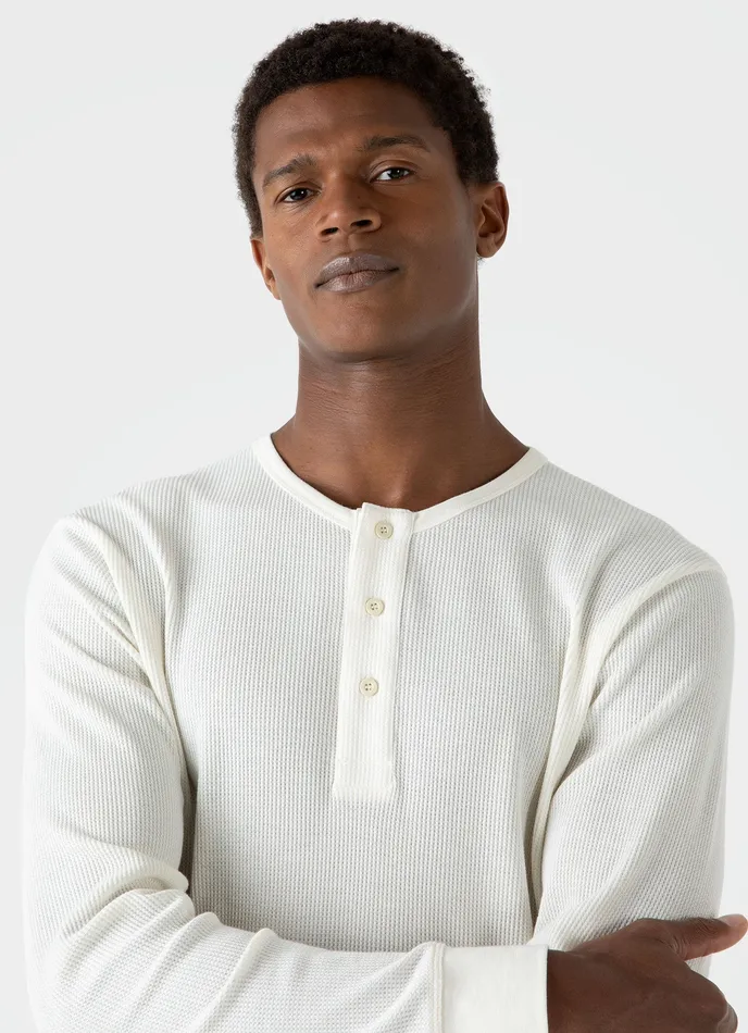 Men ussunspel Long Sleeve Waffle Henley Ecru Tshirts Men ussunspel Long Sleeve Waffle Henley Ecru Tshirts
