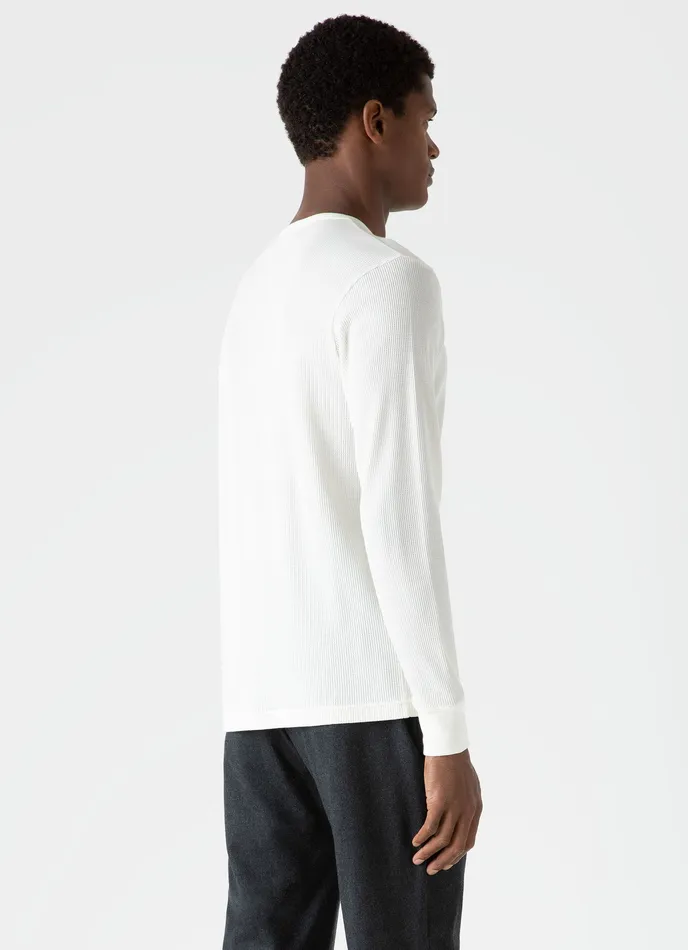 Men ussunspel Long Sleeve Waffle Henley Ecru Tshirts Men ussunspel Long Sleeve Waffle Henley Ecru Tshirts