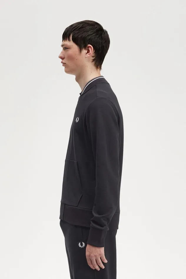 Men Zip Through Sweatshirt Black Fred Perry Sweatshirts