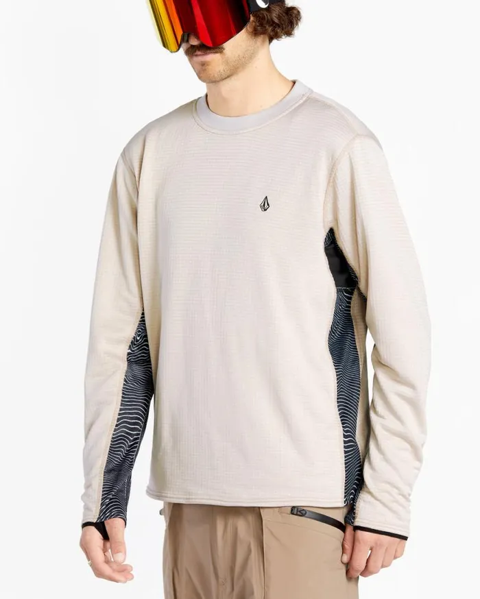 Mens Gridlock Crew Fleece 8211 Stone Mens Volcom Layering