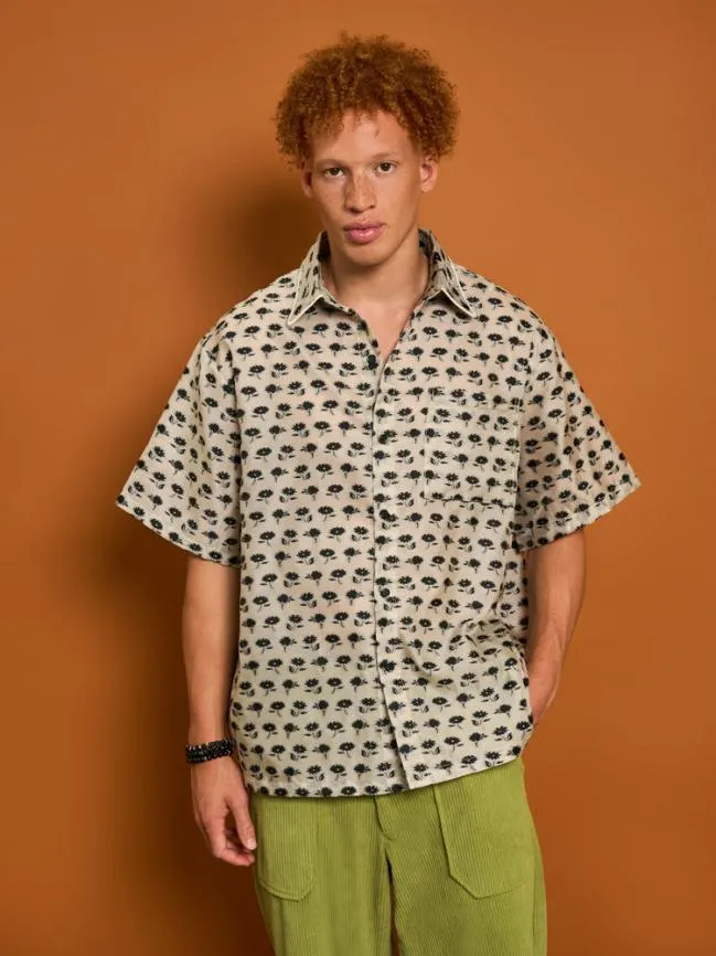 Menswear Cameron Floral Boxy Shirt Ivory Sister Jane