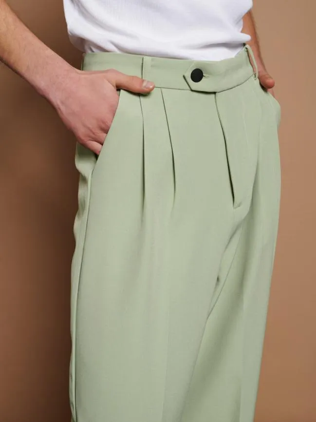 Menswear Lionel High Waisted Trousers Sage Green Sister Jane Menswear Lionel High Waisted Trousers Sage Green Sister Jane