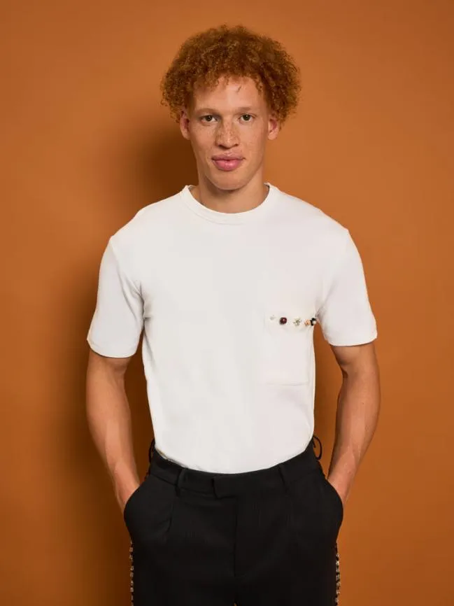 Menswear Rory Trim Tshirt Pearled White Sister Jane