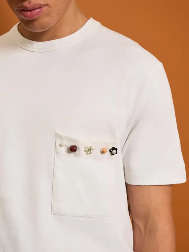 Menswear Rory Trim Tshirt Pearled White Sister Jane Menswear Rory Trim Tshirt Pearled White Sister Jane