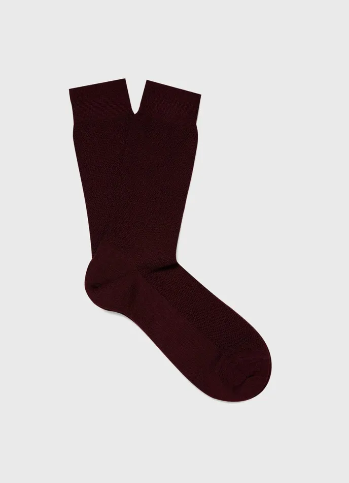 Merino Wool Waffle Socks Maroon Men SUNSPEL Socks