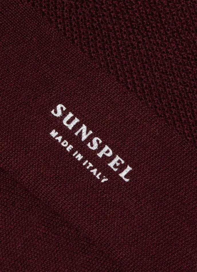 Merino Wool Waffle Socks Maroon Men SUNSPEL Socks