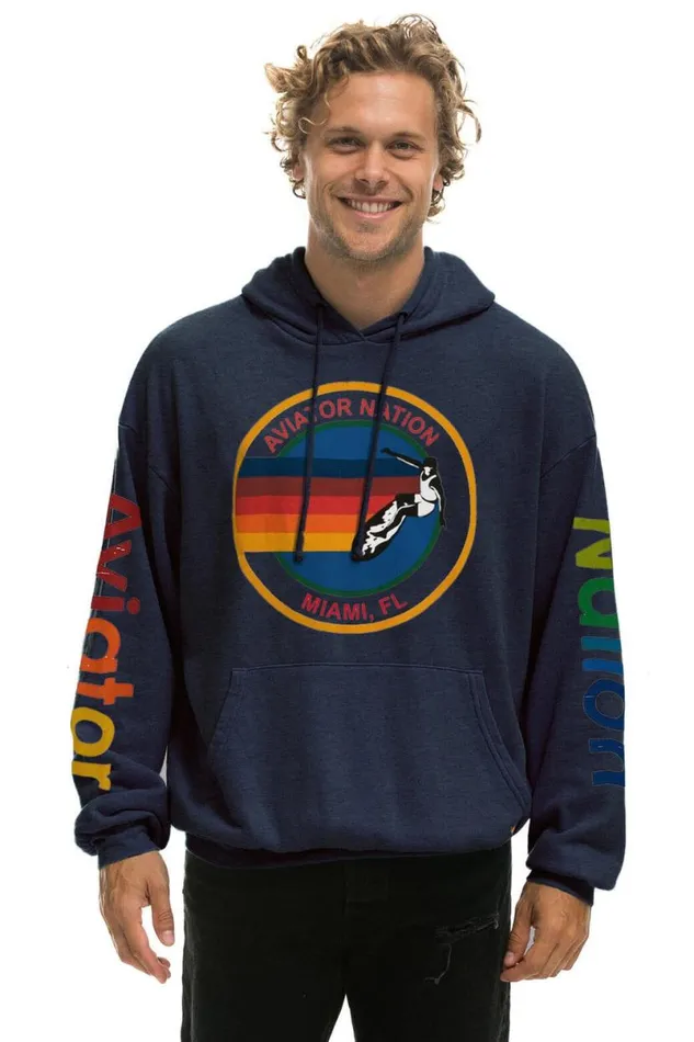 Miami Relaxed Pullover Hoodie 8211 Navy WomenMen Aviator Nation Hoodies