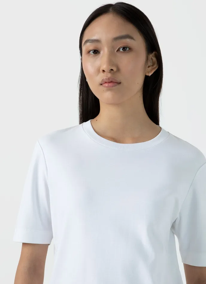 Mid Sleeve Heavyweight Tshirt White Women Tshirts and Tops ussunspel Mid Sleeve Heavyweight Tshirt White Women Tshirts and Tops ussunspel