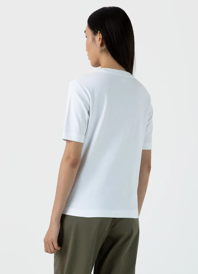 Mid Sleeve Heavyweight Tshirt White Women Tshirts and Tops ussunspel Mid Sleeve Heavyweight Tshirt White Women Tshirts and Tops ussunspel