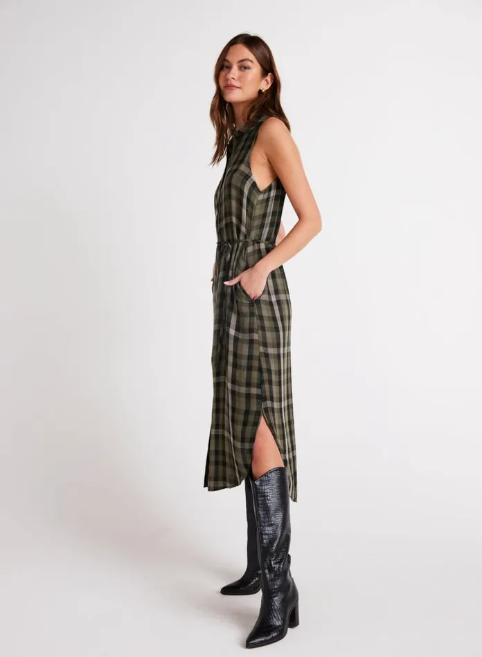 Midi Dresses Women Bella Dahl Sleeveless Button Down Midi Dress 8211 Olive Plaid Midi Dresses Women Bella Dahl Sleeveless Button Down Midi Dress 8211 Olive Plaid