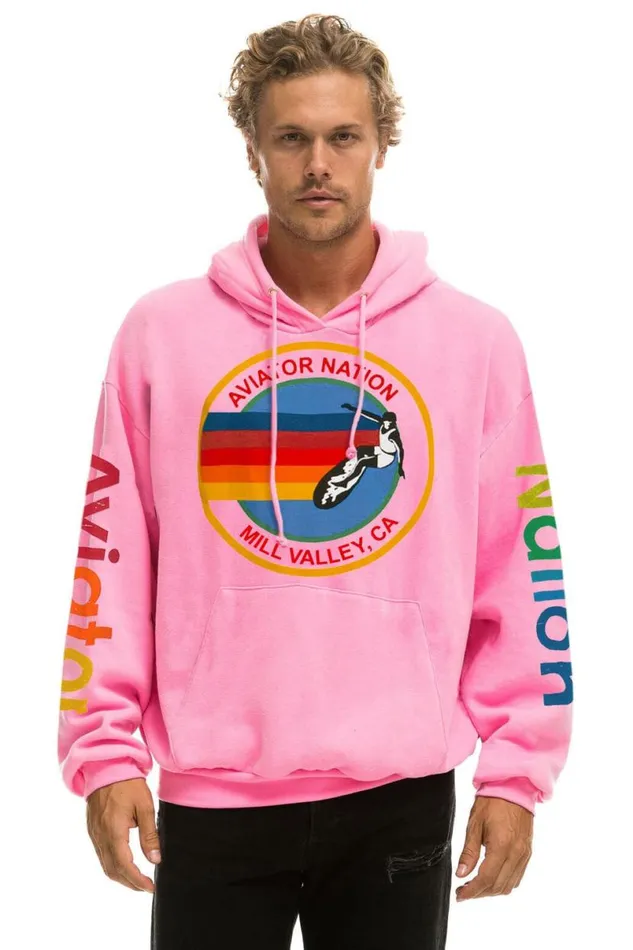 Mill Valley Relaxed Pullover Hoodie 8211 Neon Pink WomenMen Aviator Nation Hoodies