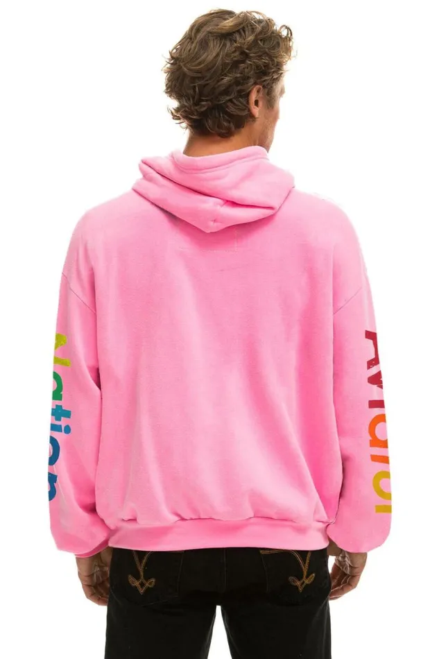 Mill Valley Relaxed Pullover Hoodie 8211 Neon Pink WomenMen Aviator Nation Hoodies