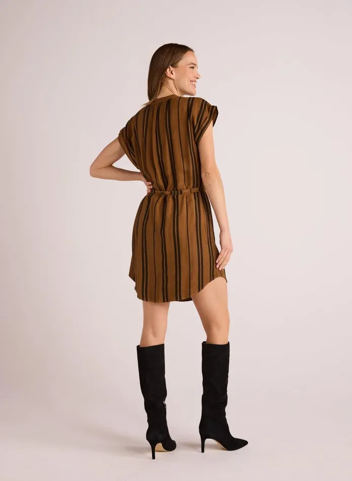 Mini Dresses Women Bella Dahl Belted Cap Sleeve Dress 8211 Gilded Brown