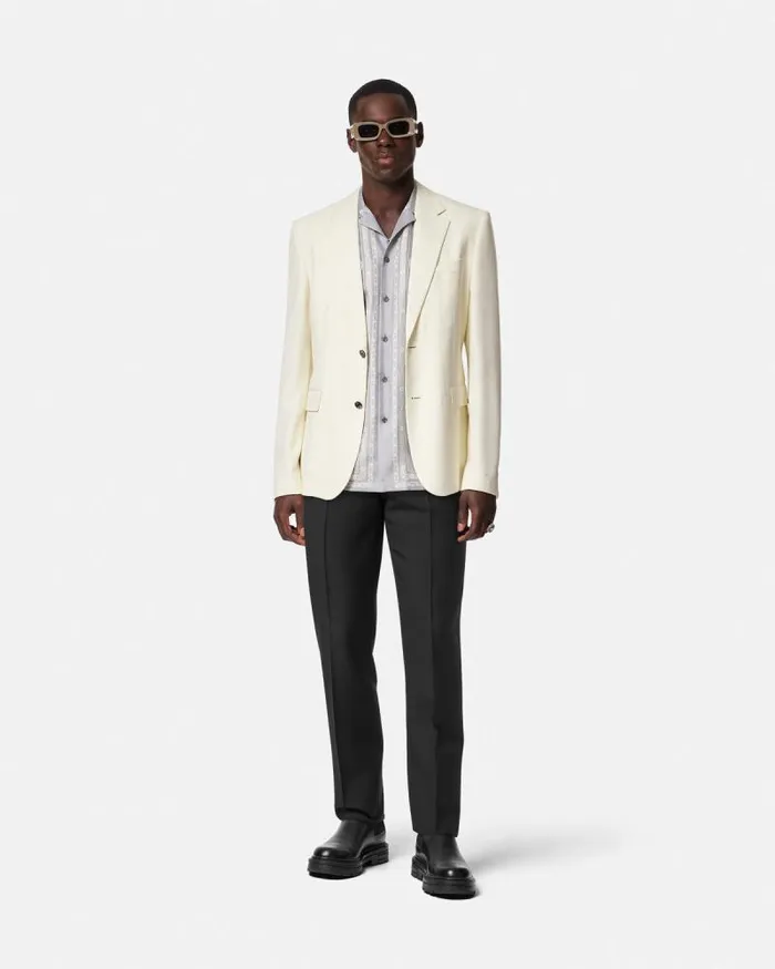 MohairBlend Formal Pants Black Men Versace Pants and Shorts